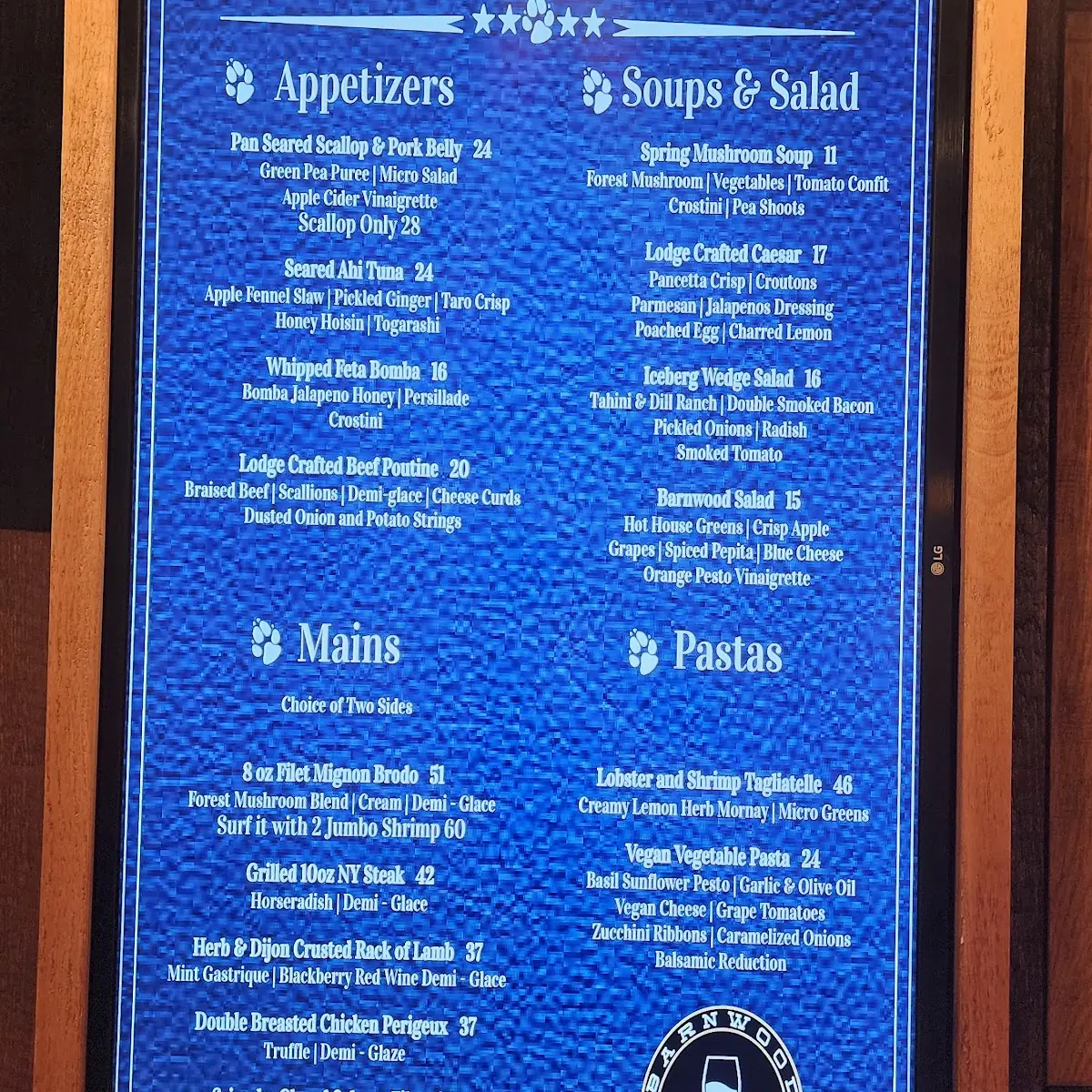 Menu, Barnwood Restaurant