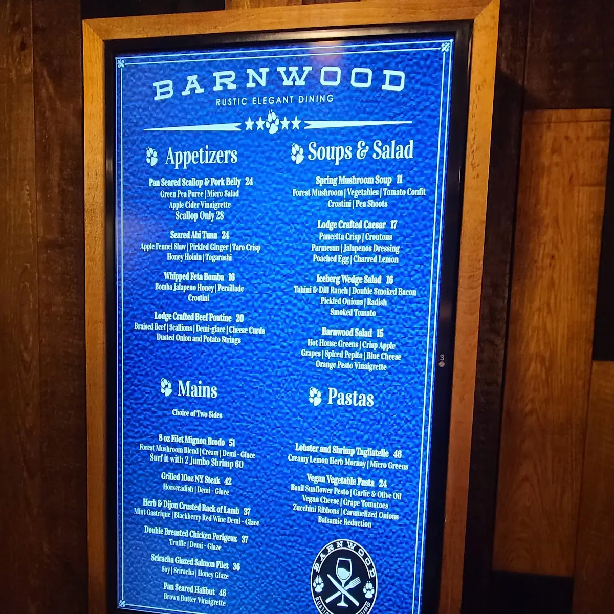 Menu, Barnwood Restaurant