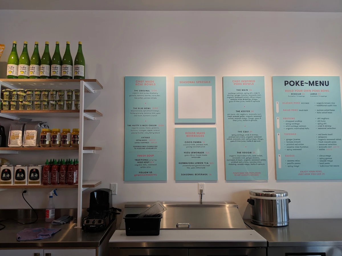 Menu, Pacific Poke