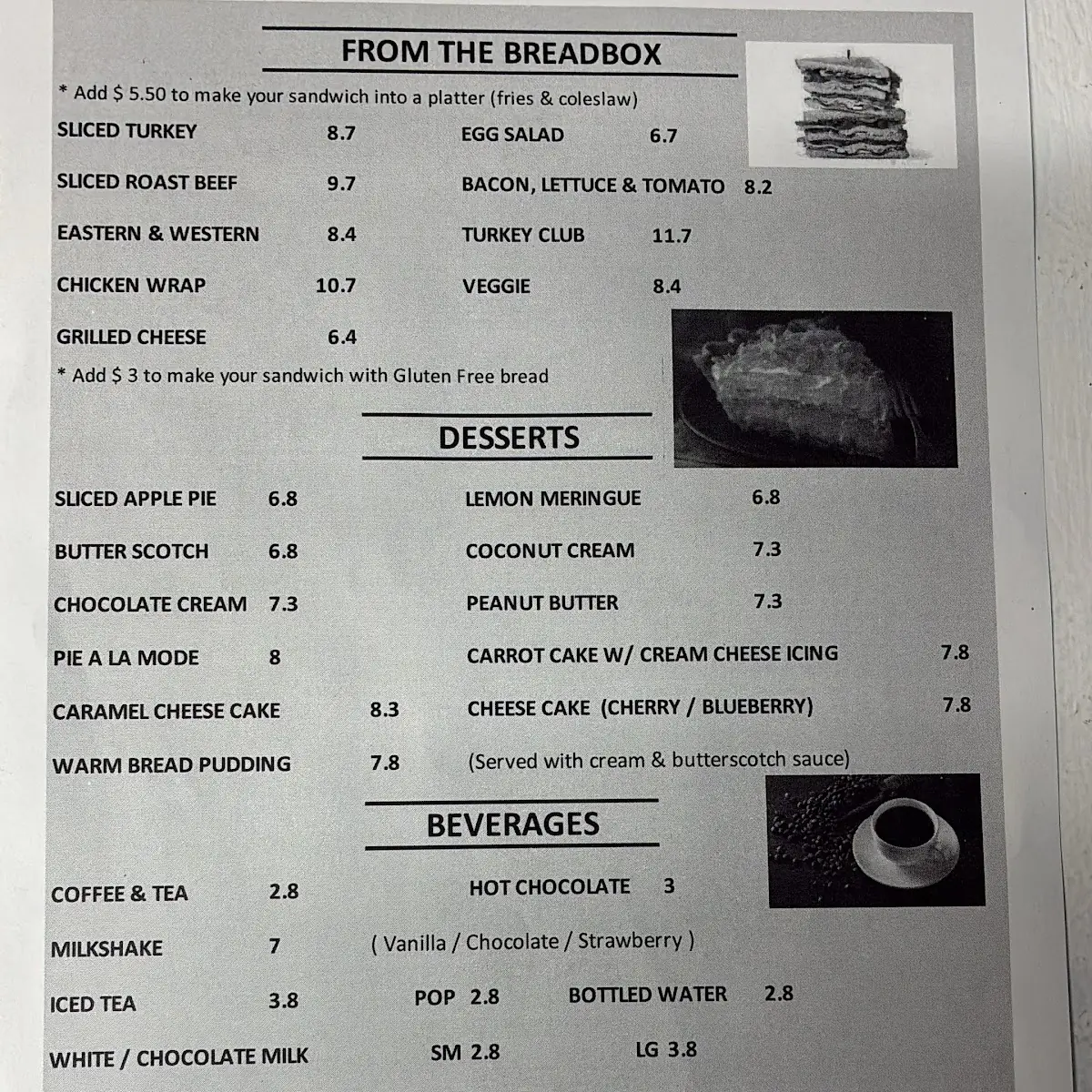 Menu, Birch Grove Restaurant & Take out