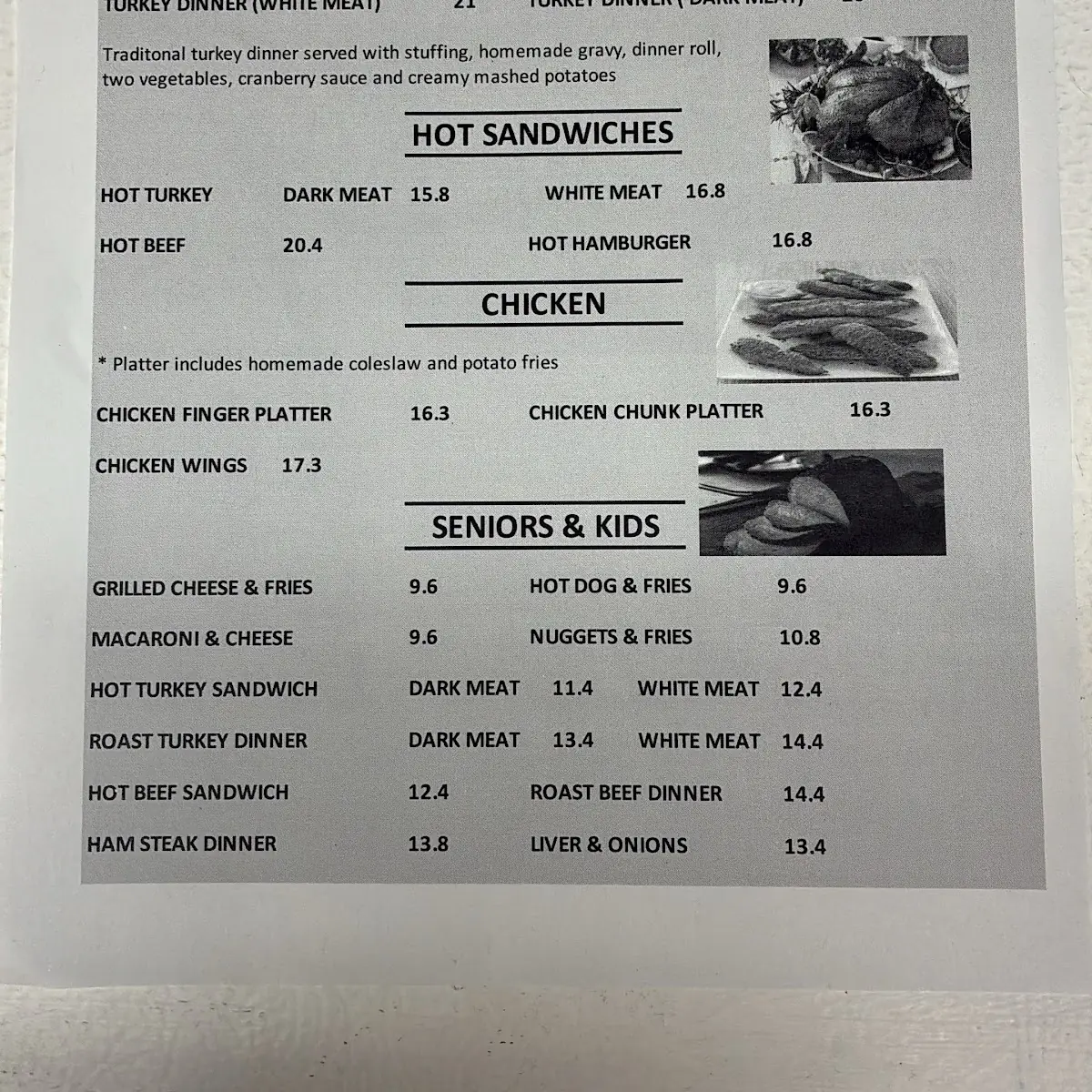 Menu, Birch Grove Restaurant & Take out