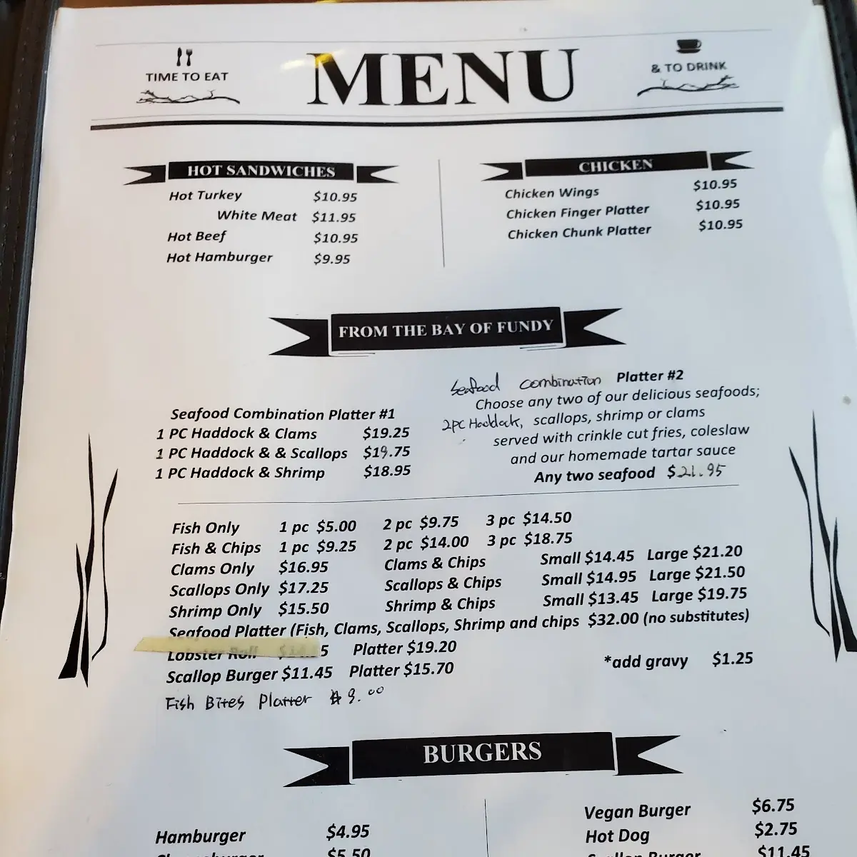 Menu, Birch Grove Restaurant & Take out