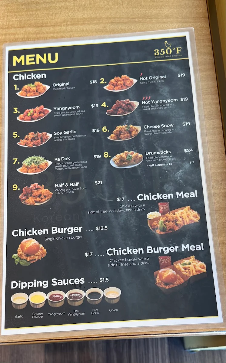 Menu, 350°F Chicken