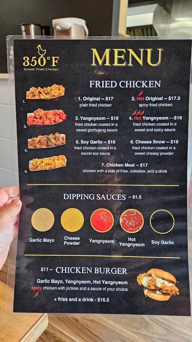 Menu, 350°F Chicken