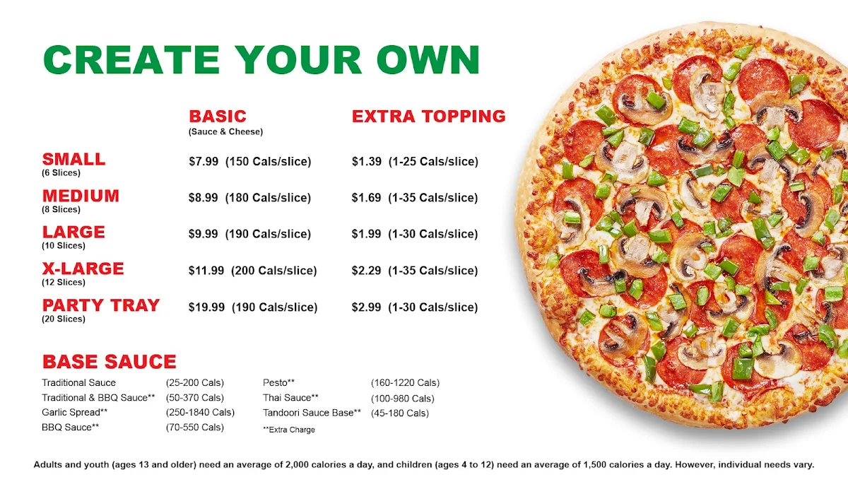 Menu, Twice The Deal Pizza (Georgetown)