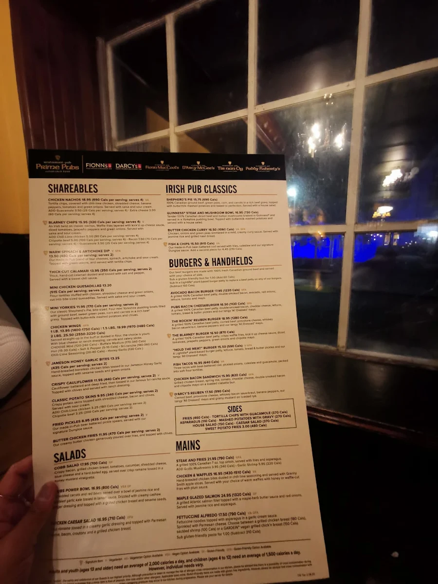Menu, Tir Nan Og