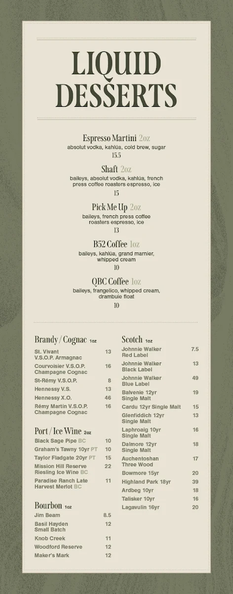 Menu, Qualicum Beach Cafe