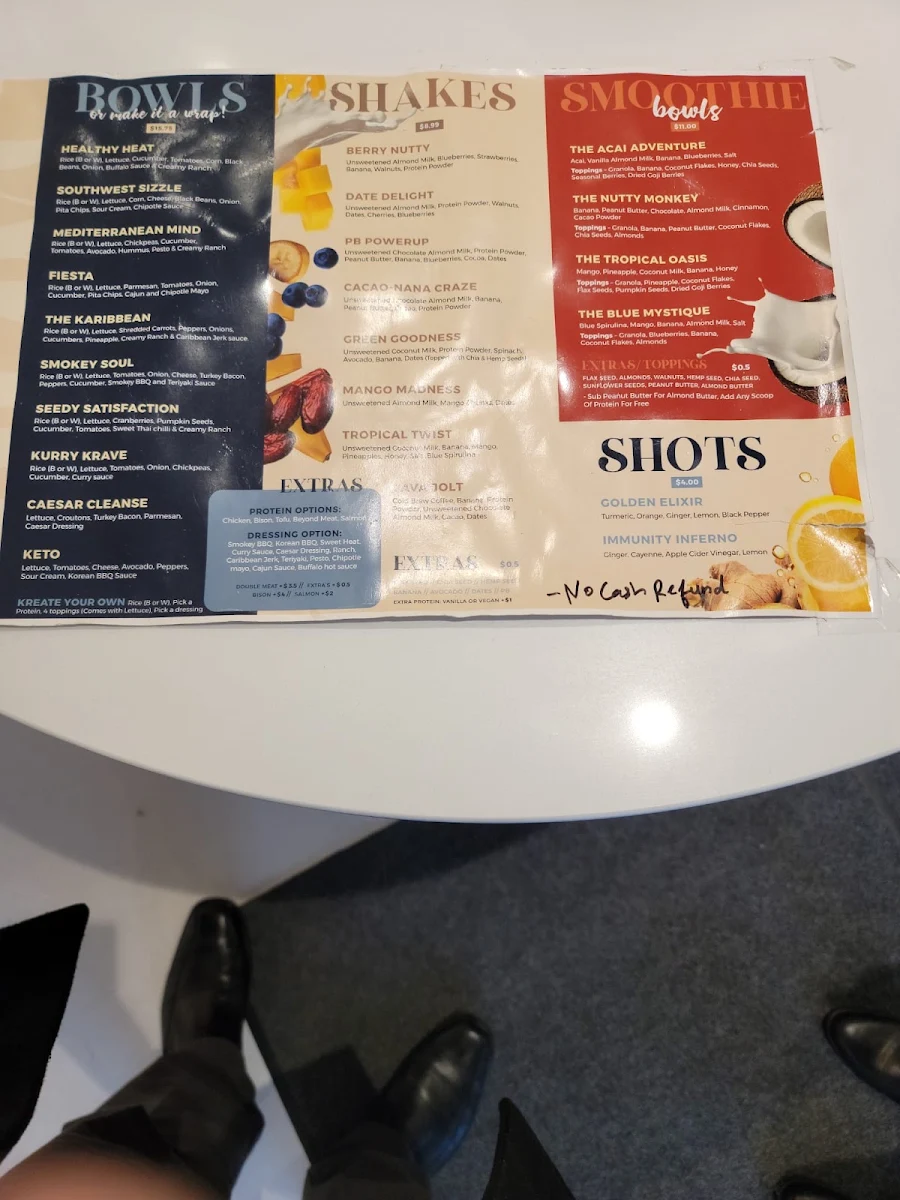 Menu, Krave Health Hub