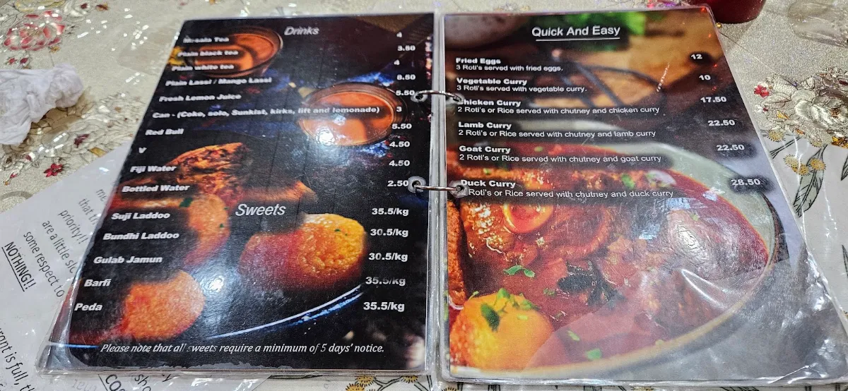 Menu, Fiji Style Desi Dhaba AUST PTY LTD Liverpool