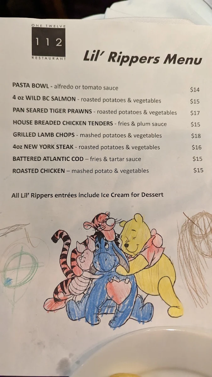 Menu, 112 Restaurant & Lounge