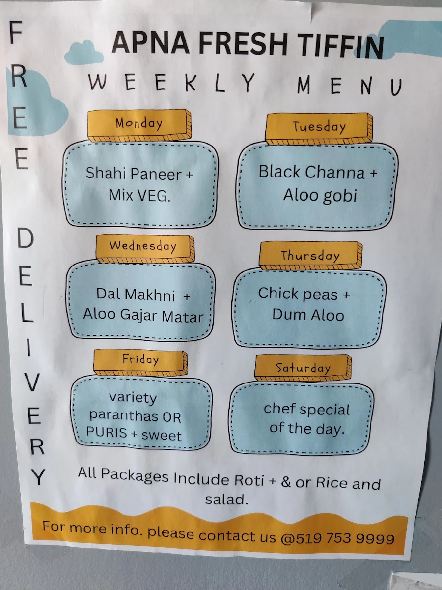 Menu, Apna Meats And Grill