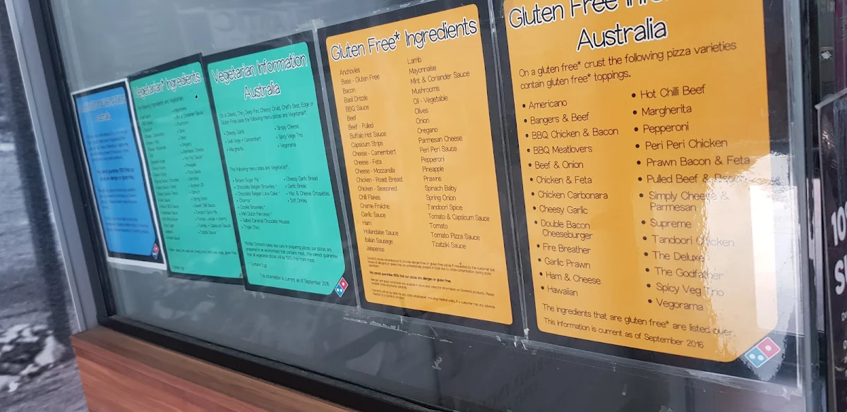 Menu, Domino's Pizza Ingleburn