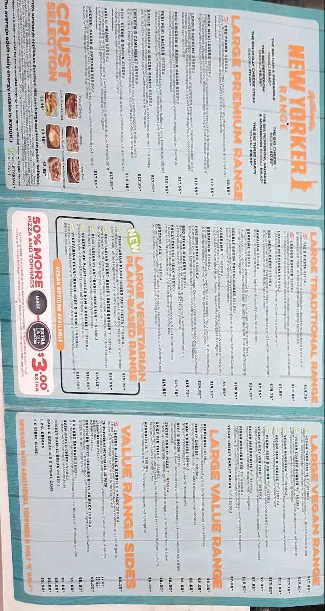 Menu, Domino's Pizza Ingleburn