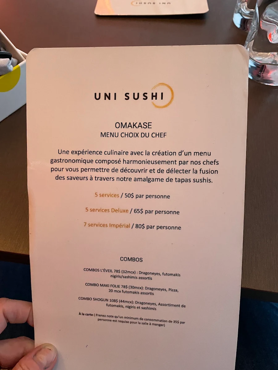 Menu, Uni Sushi