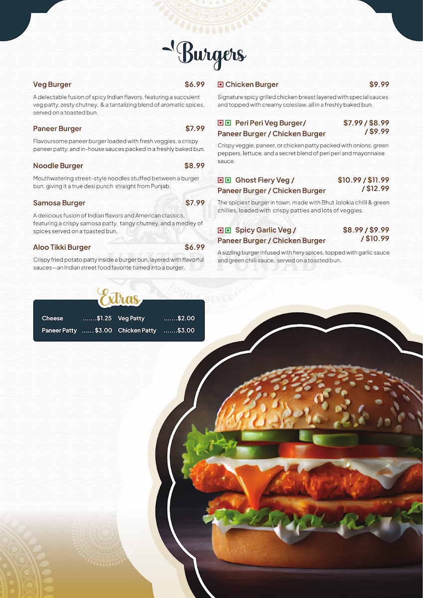 Menu, United Punjab Eatery & Grill