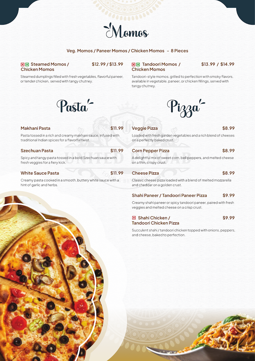 Menu, United Punjab Eatery & Grill