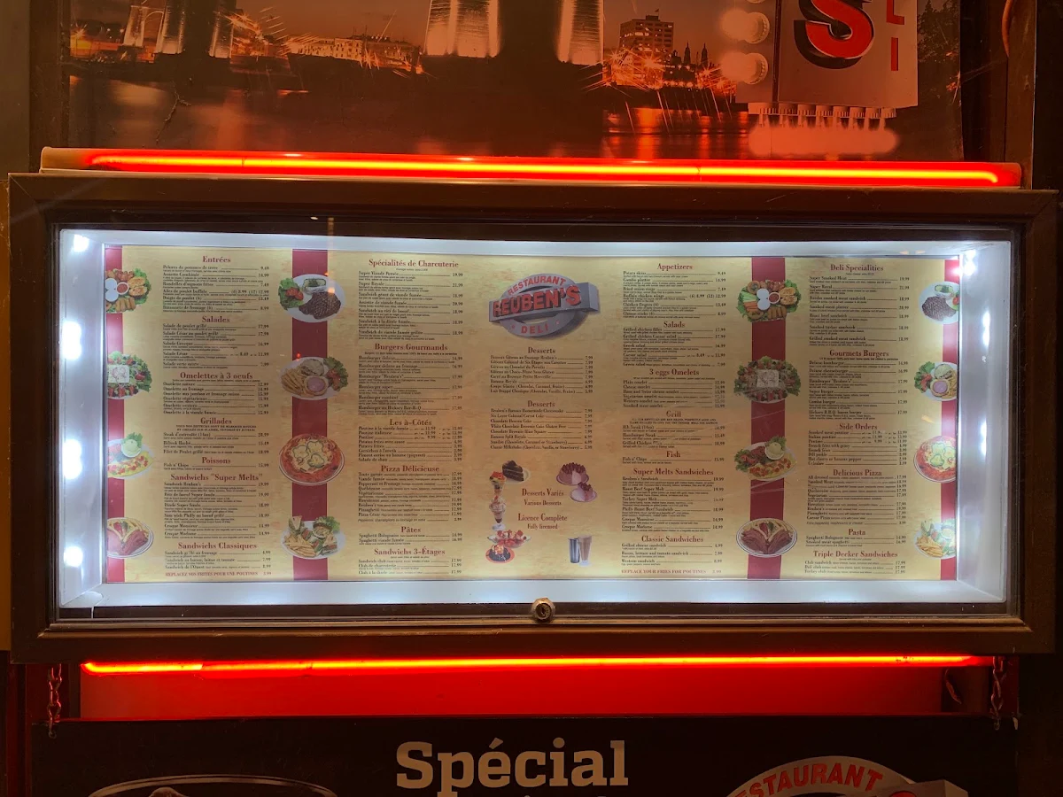 Menu, Reuben's Restaurant Delicatessen