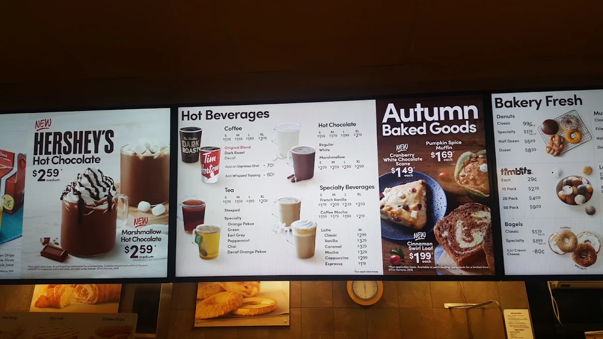 Menu, Tim Hortons