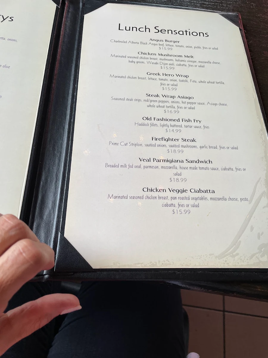 Menu, The Old Firehall Restaurant