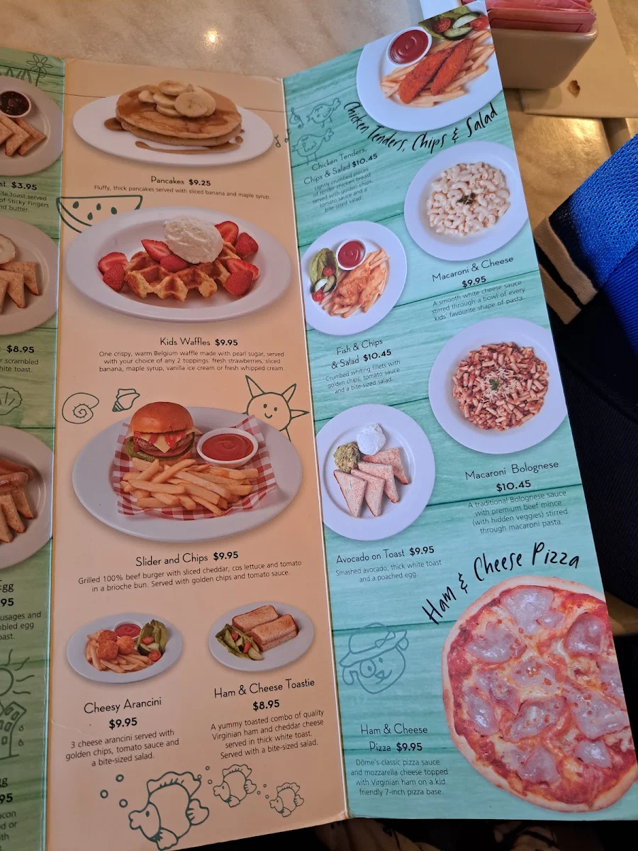 Menu, Dôme Café - Mullaloo