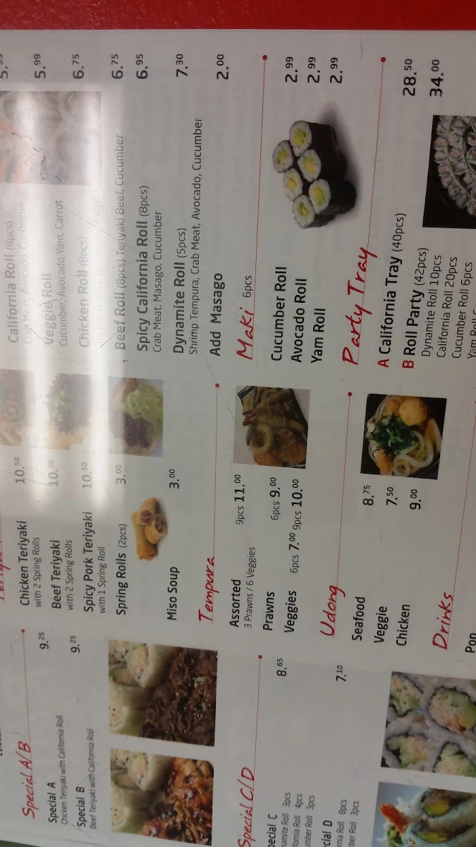 Menu, Pizza Rolla