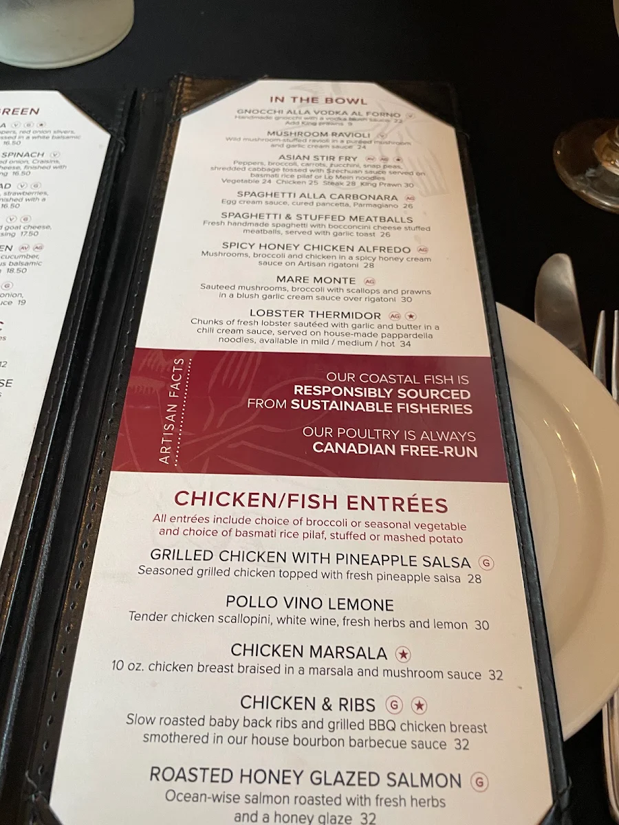 Menu, Artisan Grill