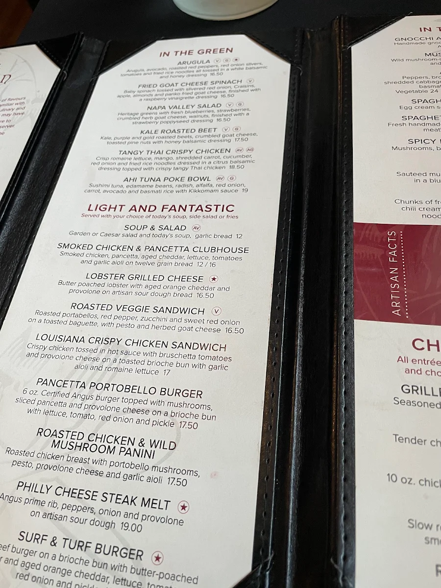 Menu, Artisan Grill