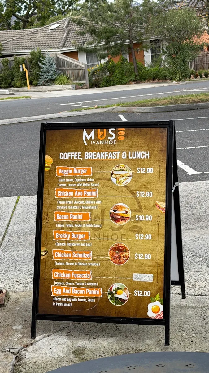 Menu, Muse Ivanhoe Cafe