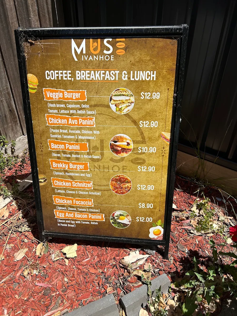 Menu, Muse Ivanhoe Cafe