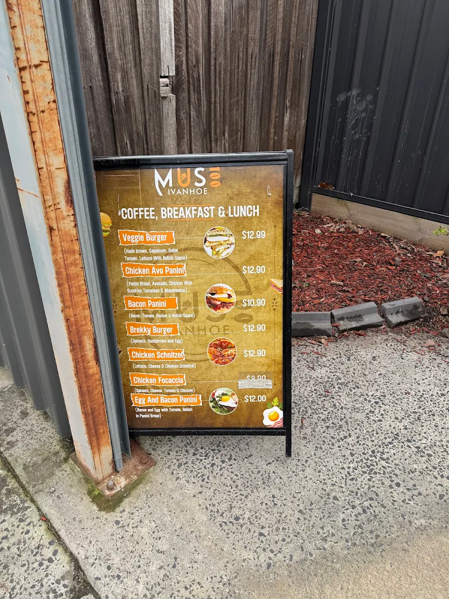 Menu, Muse Ivanhoe Cafe