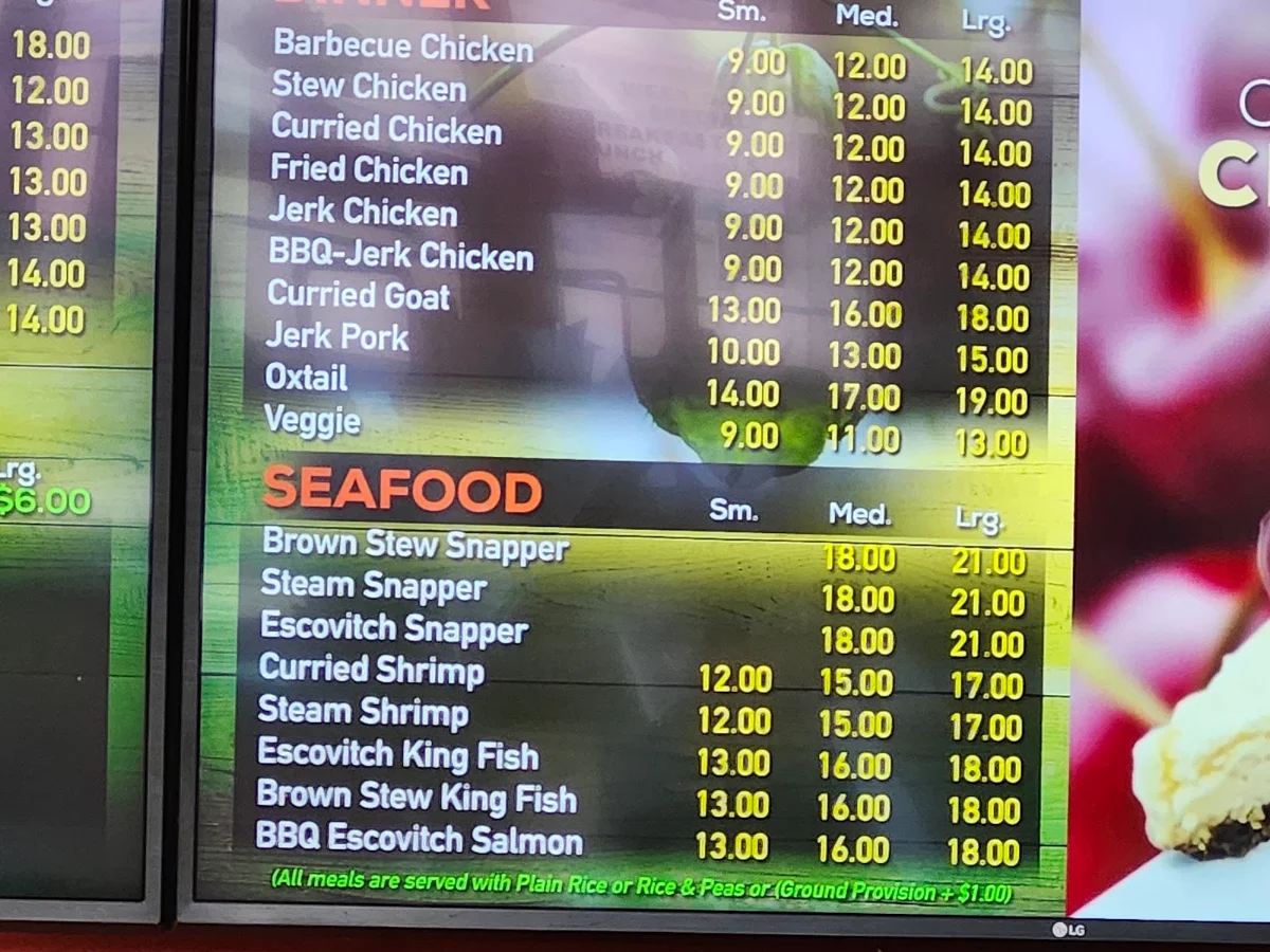 Menu, 876JamRock Restaurant