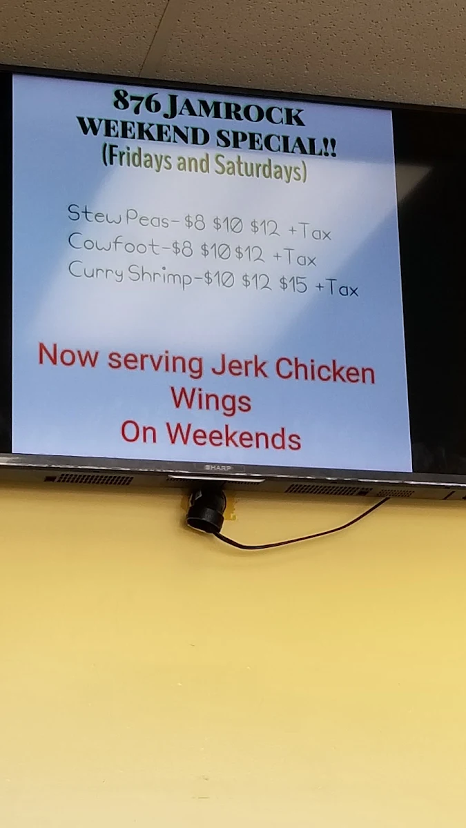 Menu, 876JamRock Restaurant