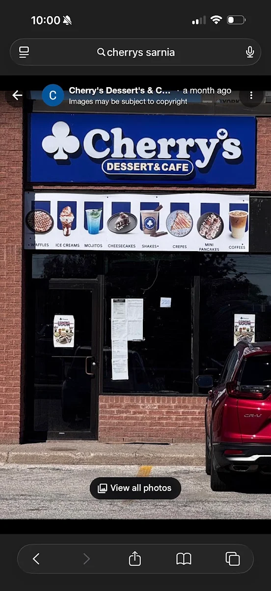 Menu, Cherry's Dessert's & Cafe - Sarnia