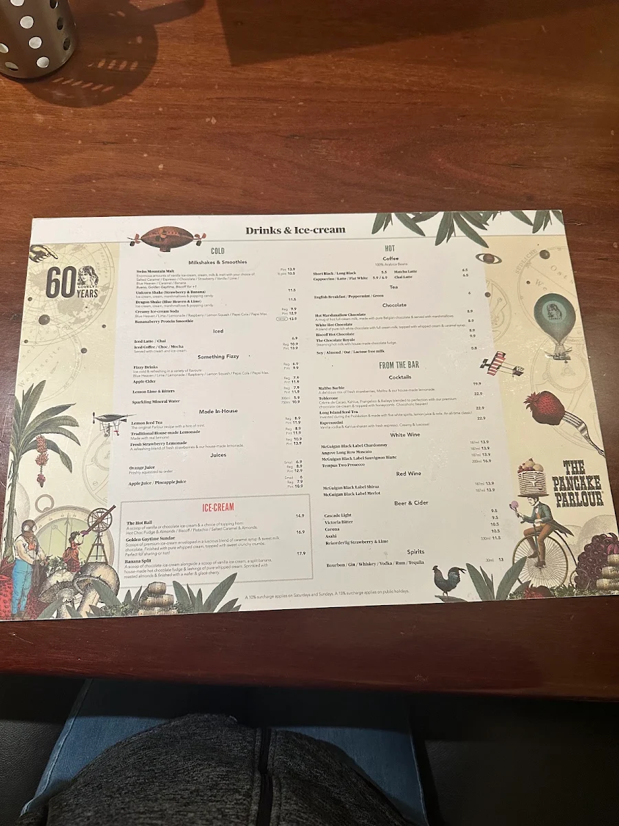 Menu, The Pancake Parlour