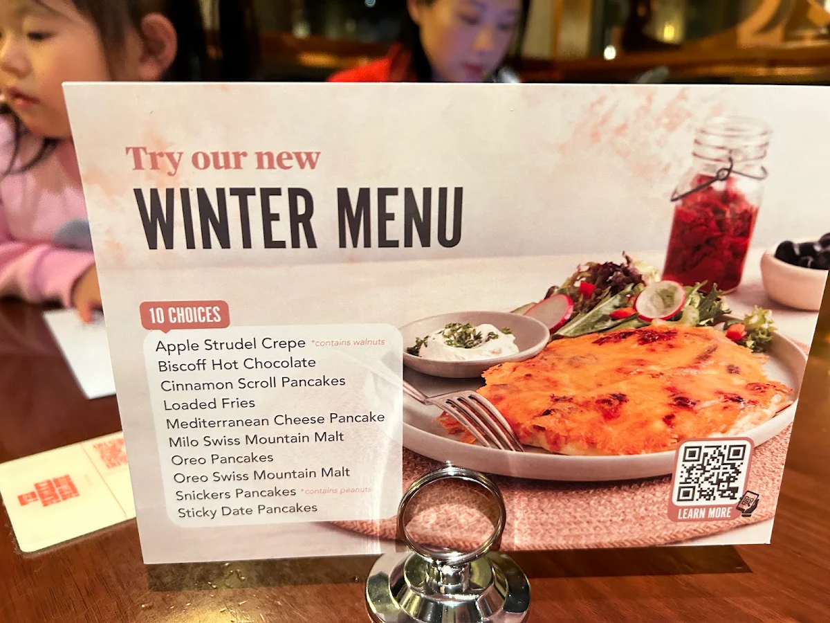 Menu, The Pancake Parlour