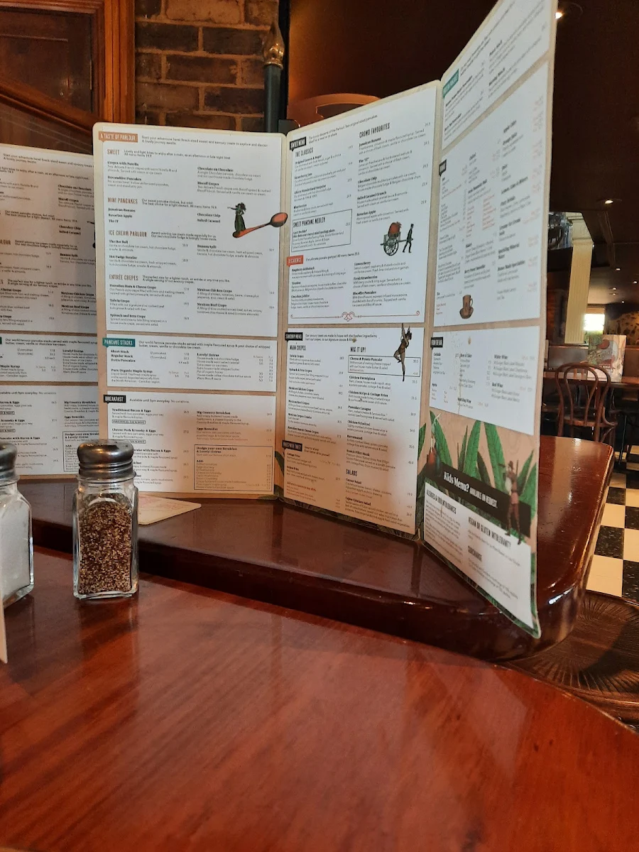 Menu, The Pancake Parlour