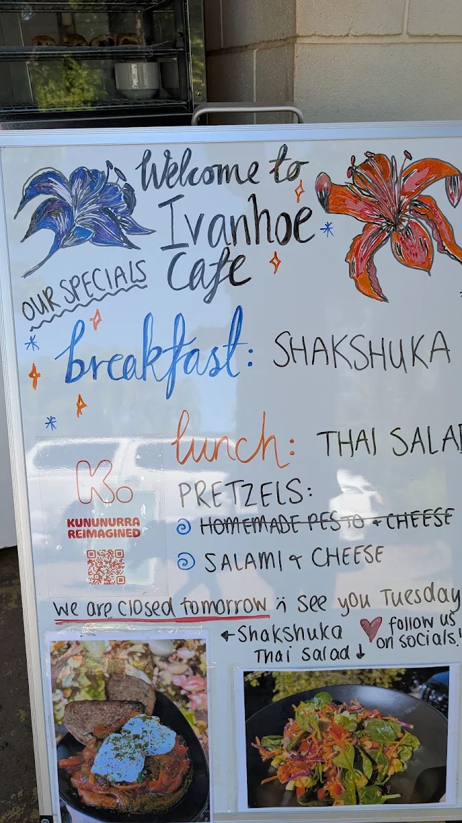 Menu, Ivanhoe Cafe