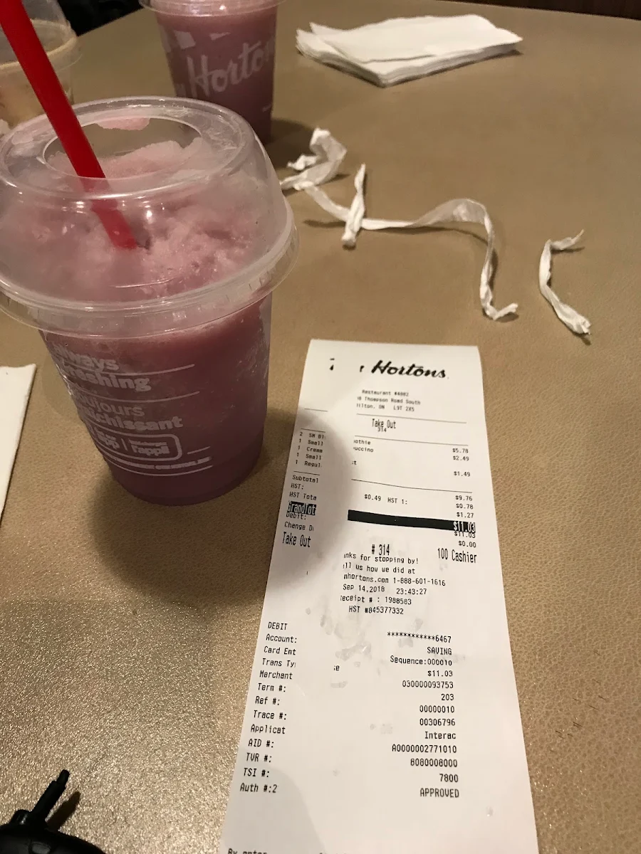 Menu, Tim Hortons