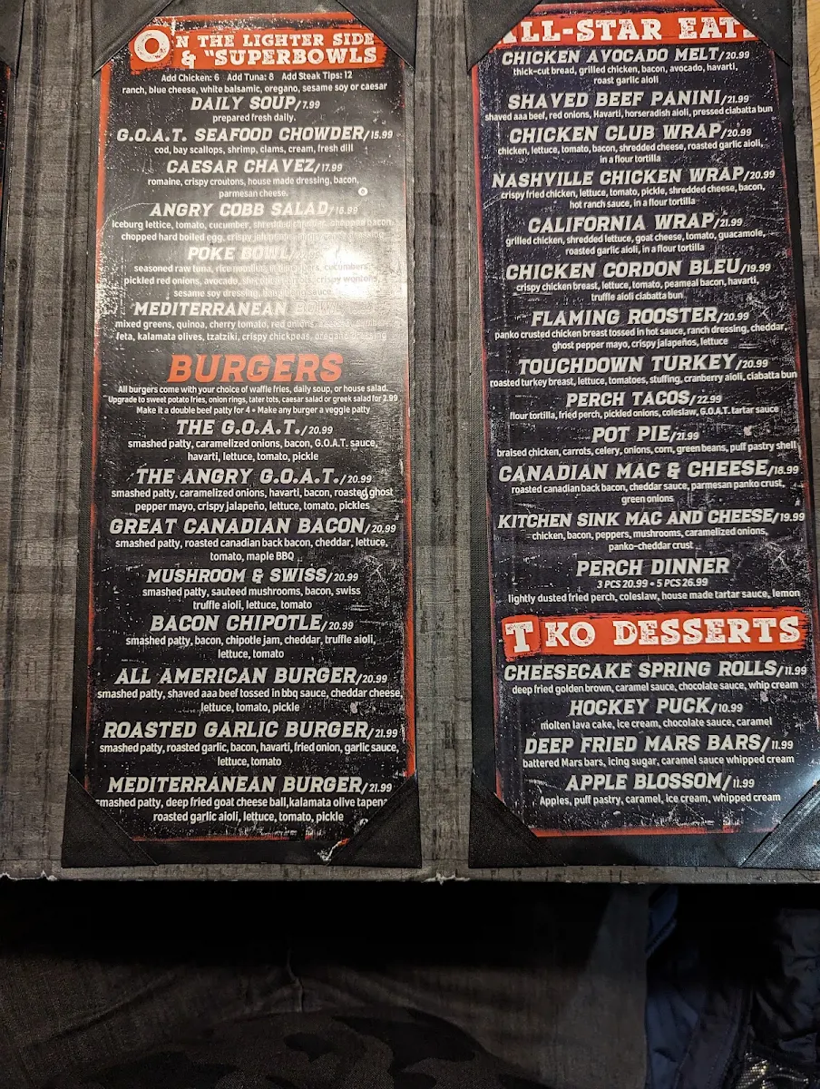 Menu, The Goat Tap & Eatery