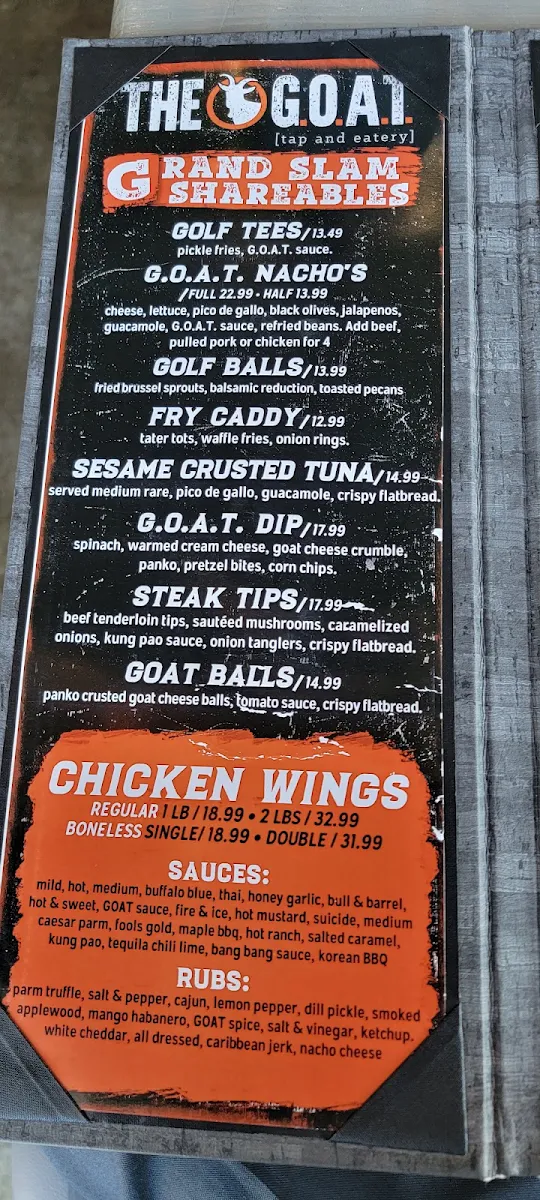 Menu, The Goat Tap & Eatery