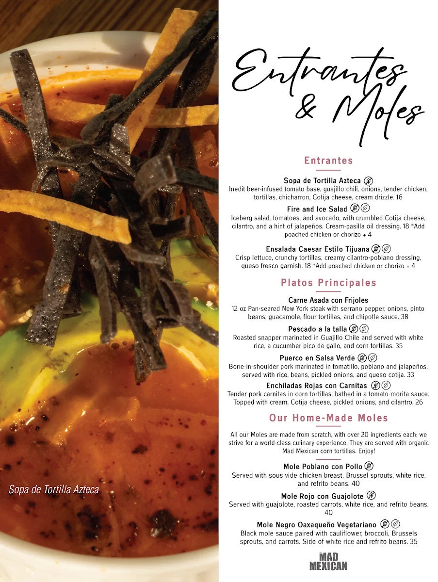 Menu, Mad Mexican Restaurant