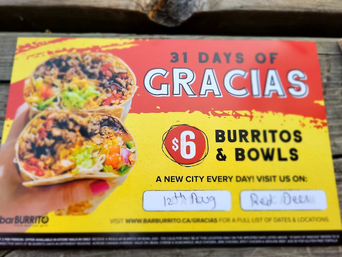 Menu, barBURRITO