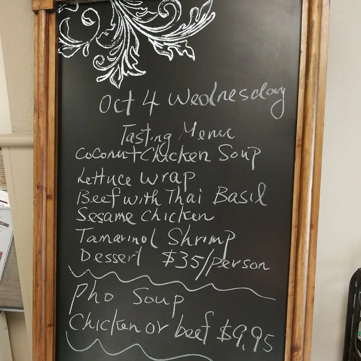 Menu, Selina's Thai