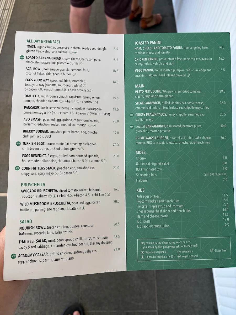 Menu, Academy
