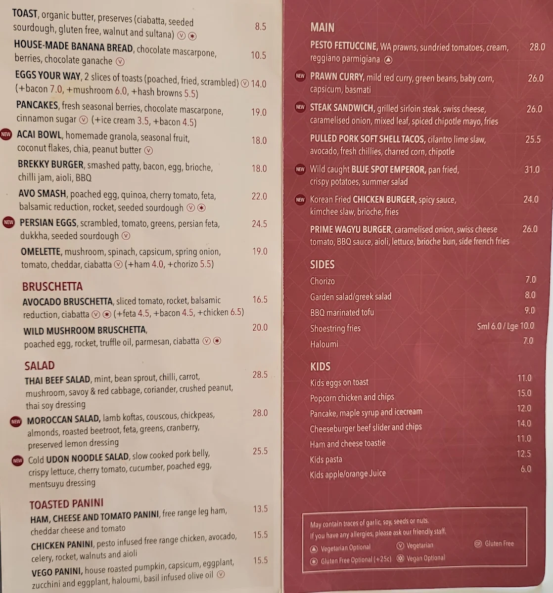 Menu, Academy