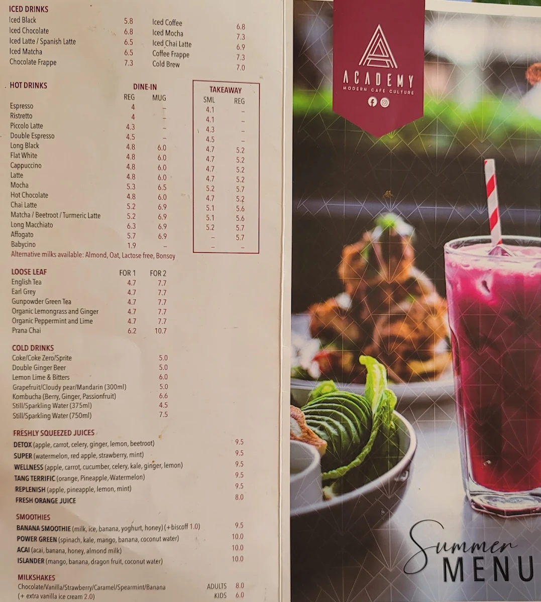Menu, Academy