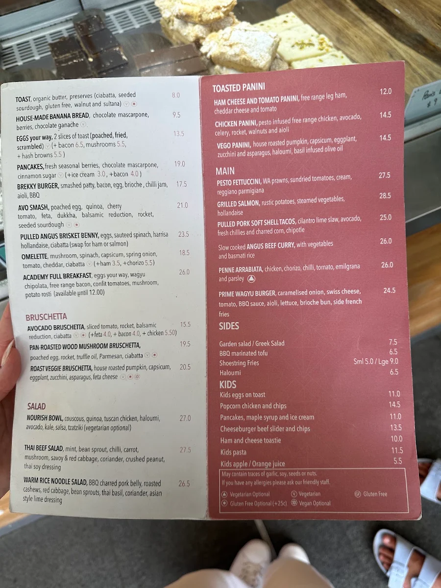 Menu, Academy