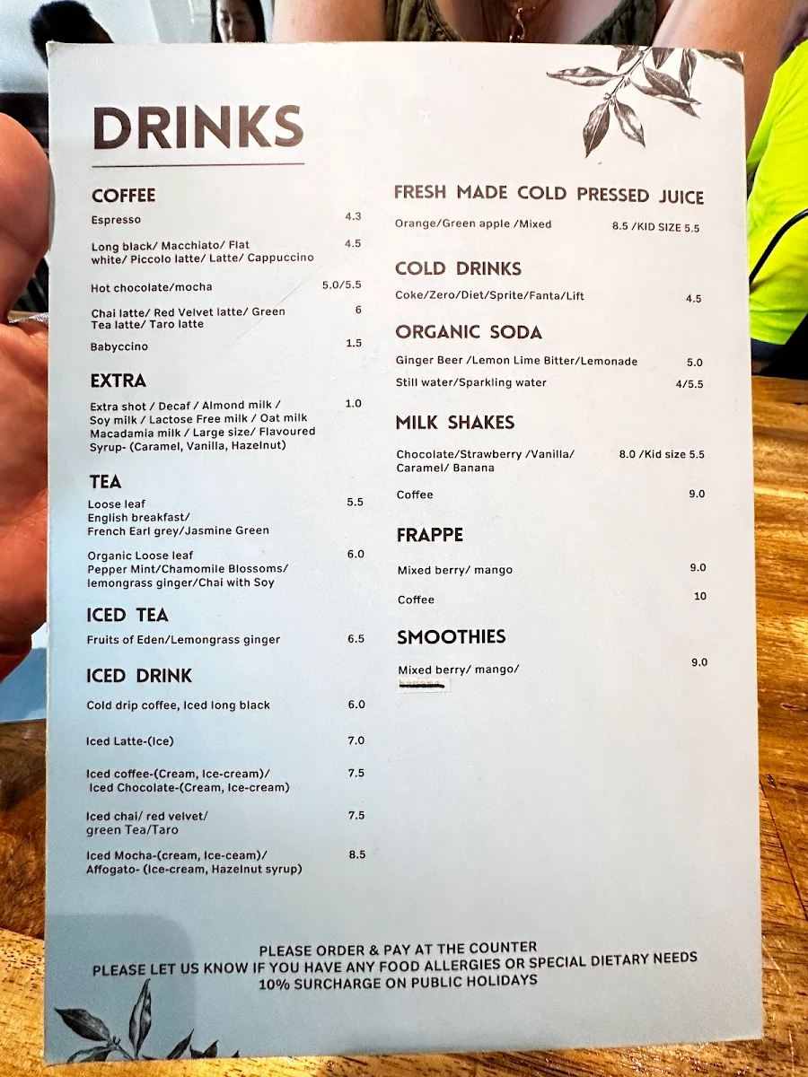 Menu, The Dining & Co North Ryde