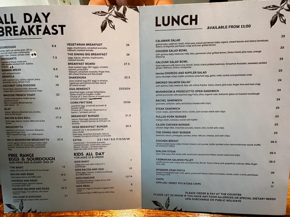Menu, The Dining & Co North Ryde