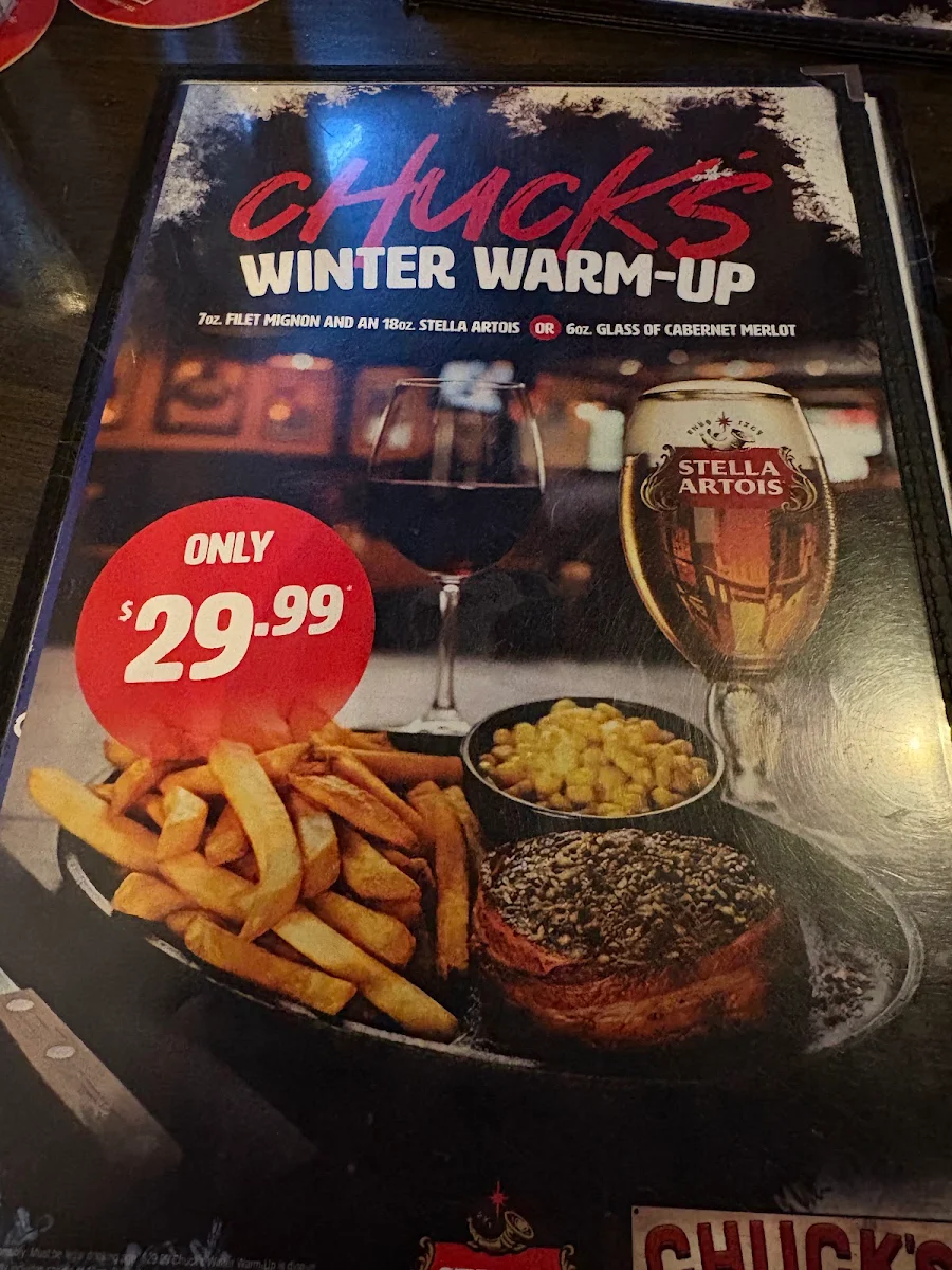 Menu, Chuck's Roadhouse Bar & Grill